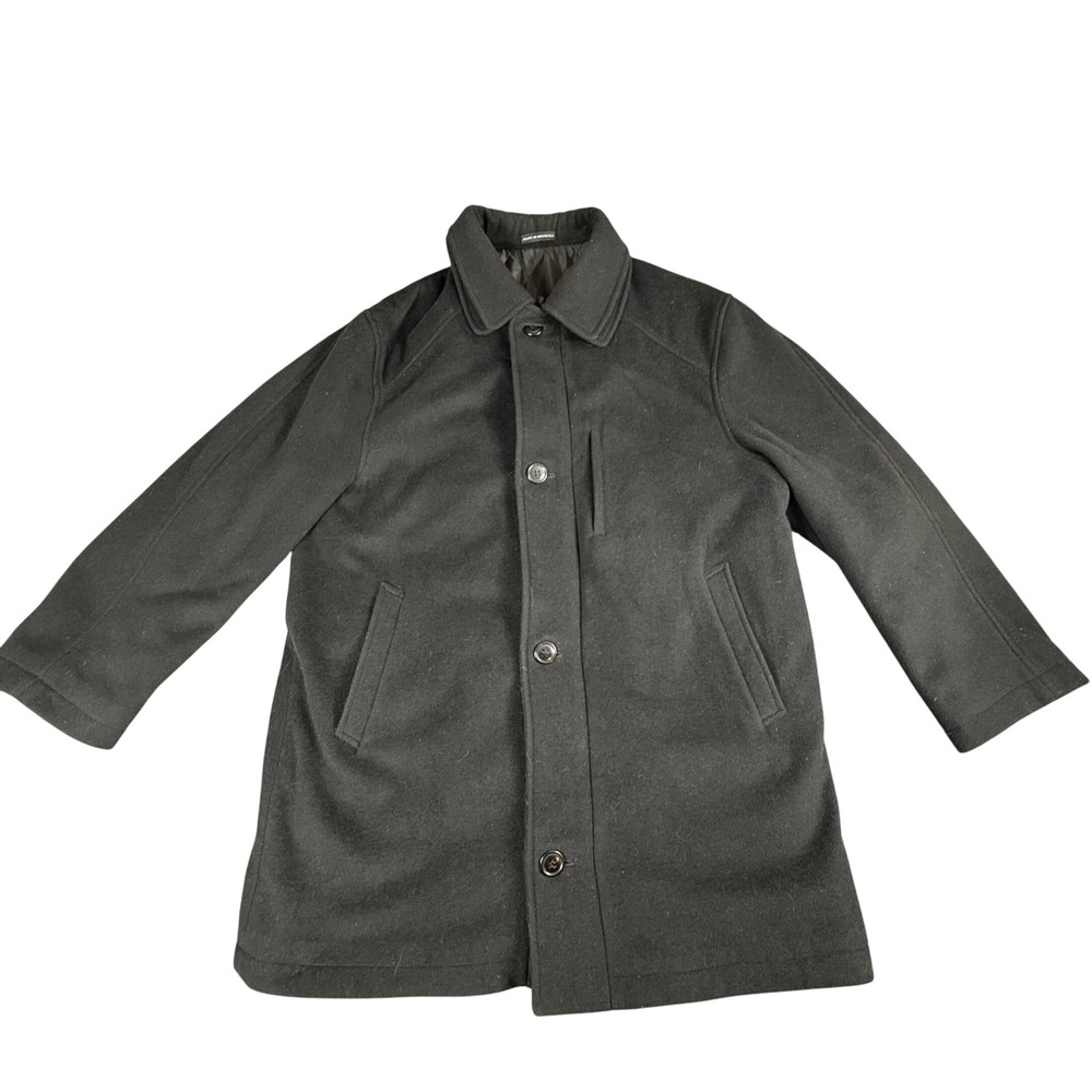 Chaps Coat Men's 42 Long‎ Black Quilted Lined Wool Blend Career Preppy Academic